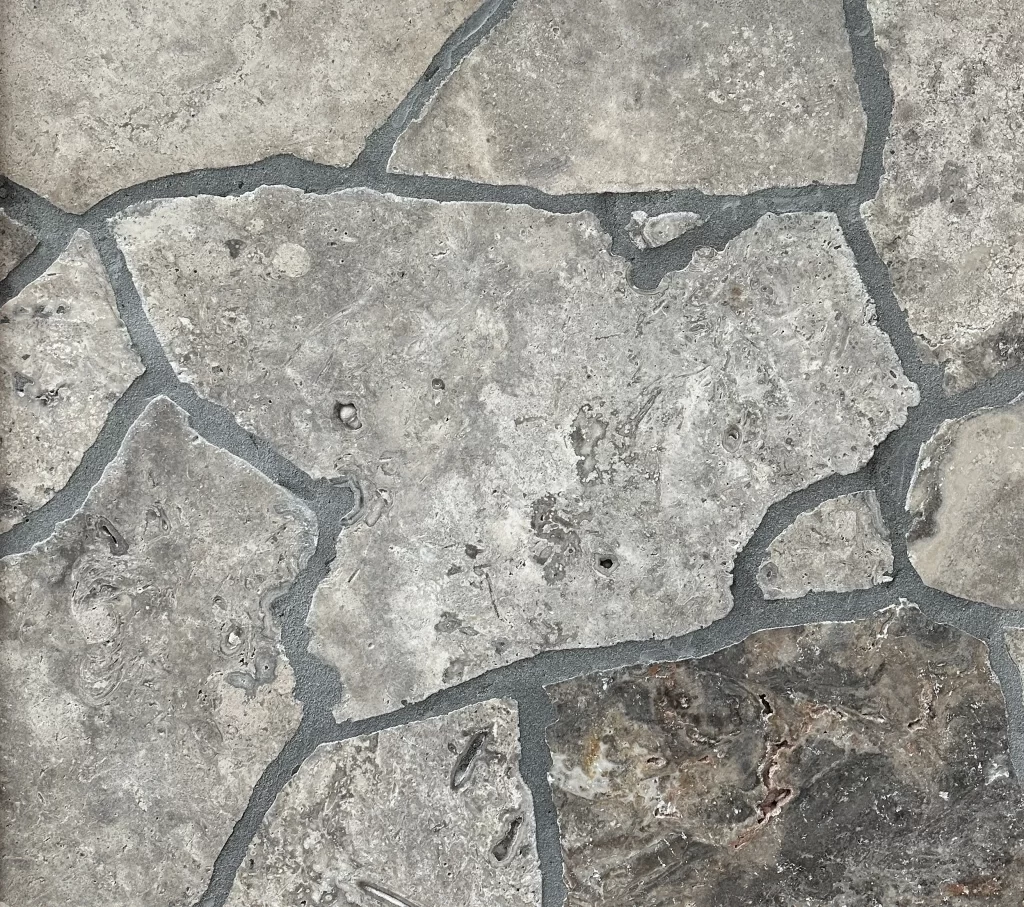 SILVER UNFILLED TRAVERTINE CRAZY PAVING RMS TRADERS NATURAL STONE SUPPLIER MELBOURNE 001 Natural Stone - RMS Traders