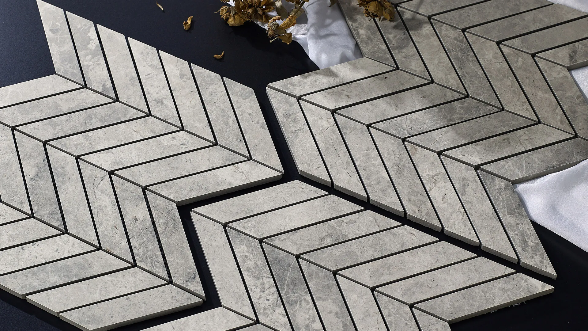 ASHTON GREY CHEVRON PORCELAIN MOSAIC RMS TRADERS NATURAL STONE SUPPLIER MELBOURNE 002 Natural Stone - RMS Traders