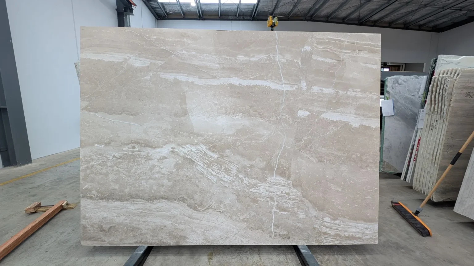 Kalahari marble slab with warm beige-gold veining by RMS Traders natural stone supplier Melbourne