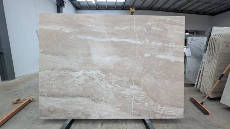 Kalahari marble slab with warm beige-gold veining by RMS Traders natural stone supplier Melbourne