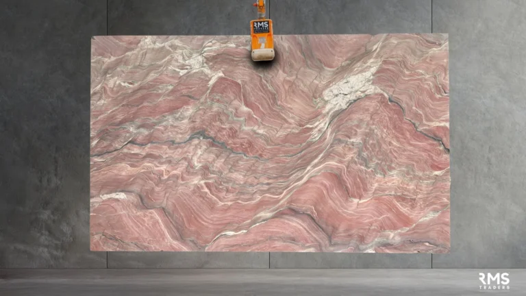 Swirling pink and white marble slab by RMS-Traders based on Melbourne Australia